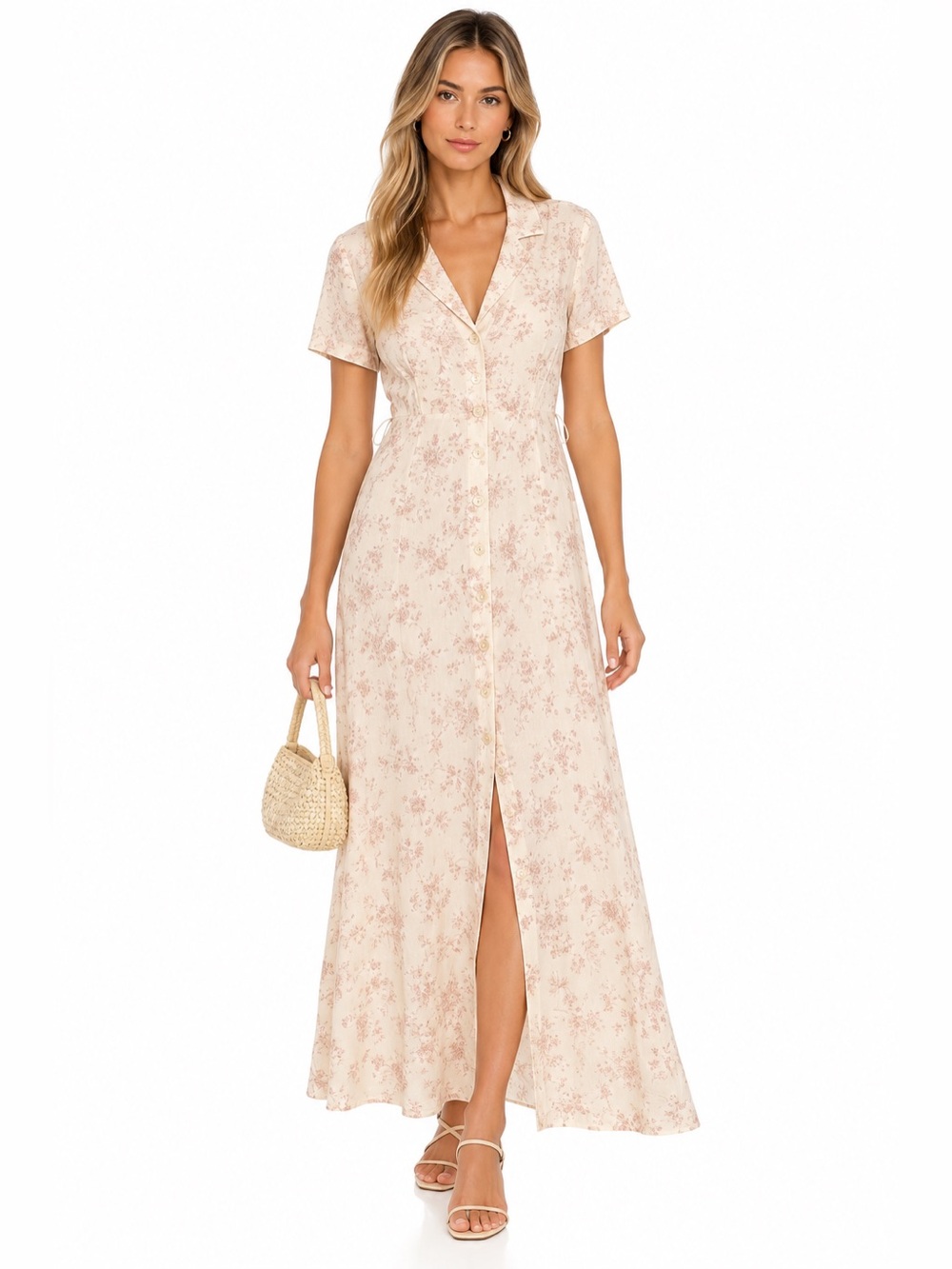 Aritzia Wilfred Floral Button-Front Maxi Shirt Dress L
